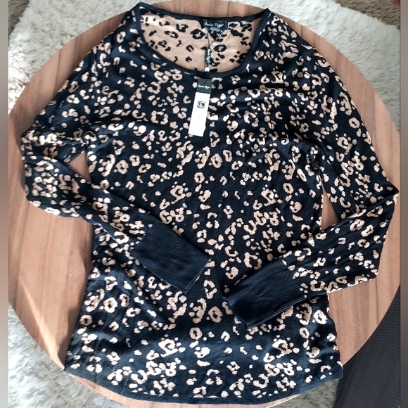 Charlie Paige Nadia Sweater Top Cheetah Print Large - Picture 1 of 10